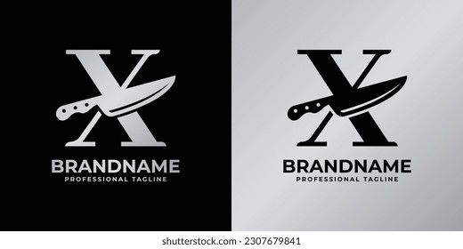 Letter X Knife Logo, Suitable for any business related to knife with X initial.