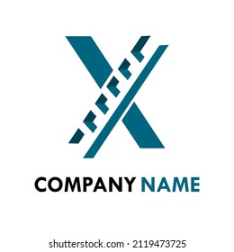 letter x with ladder logo template illustration.