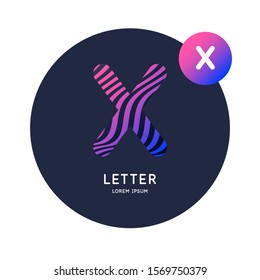 The letter X of the Latin alphabet. Display character in a bright contemporary style. Vector illustration