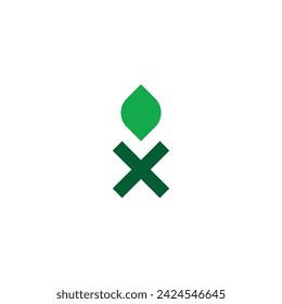 Letter x leaf geometric symbol simple logo vector