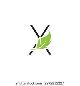 Letra X con logotipo de hoja	