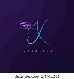 Letter X leaf logo for beauty, fashion, and cosmetics. Beautiful Floral X Botanical Logo