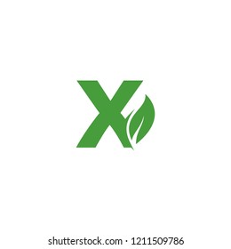 Letter X Leaf Logo Design Vector Template