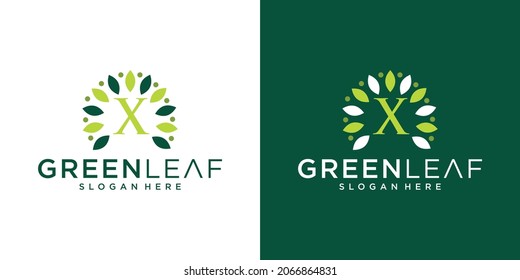 Letter x leaf logo design