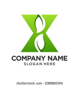 Letter X Leaf Logo Design Template Inspiration, Vector Illustration.