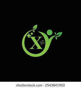 Letter X Leaf Logo Design Vector illustration template, X Leaf logo