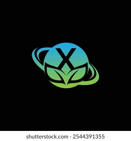 Letra X Leaf Logo Diseño Ilustración vectorial Plantilla, X Leaf logo