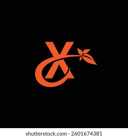 Letter X Leaf Logo Design Vector illustration	