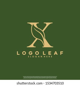 Letter X With Leaf Logo. Green leaf logo icon vector design. Landscape design, garden, Plant, nature and ecology vector. Editable file.