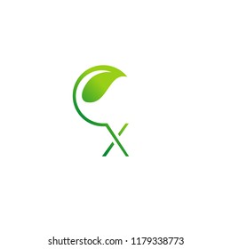 Letter X Leaf Logo, Natural Icon Design