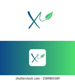Letter X With Leaf Logo Template