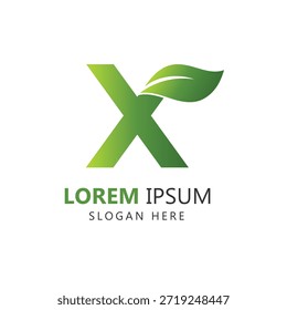 Modelo de logotipo de folha de letra X para marca