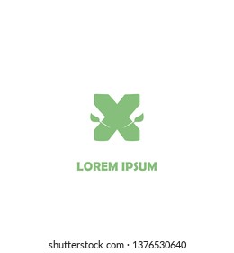Letter x with leaves logo