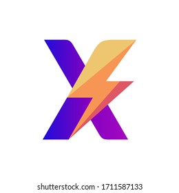 Letter X Lightning Vector Logo Design
