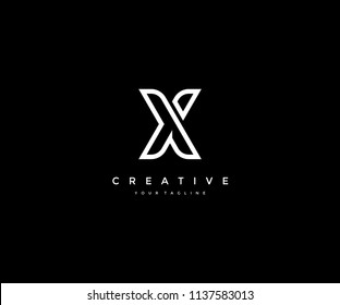 Letter X Line Monogram Logo Design