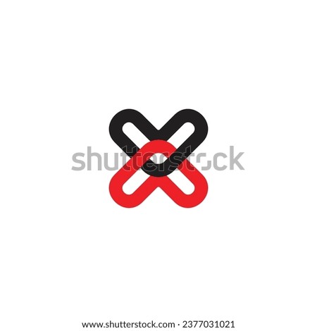 letter x linked arrow simple geometric logo vector