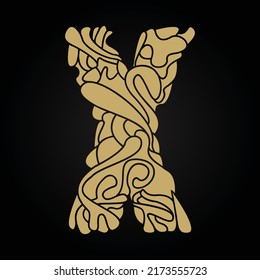 Letter X Linked Artistic Shape Monogram Logotype