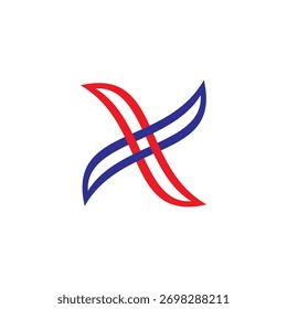 letter x linked curves colorful design symbol logo vector 
