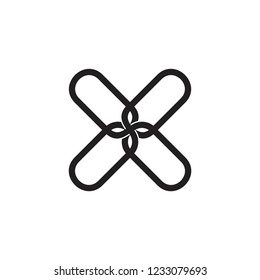 letter x linked lines flower shape logo 
