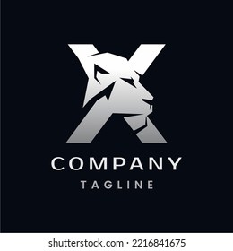Letter X Lion Head Logo Design