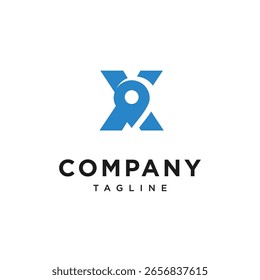 Letra X Locación Logo Icon Vector