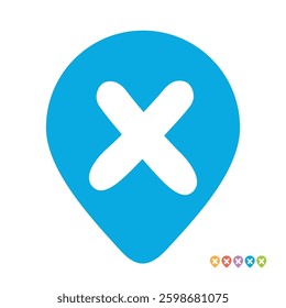 Letter X location map pin icon, initial X gps pointer symbol vector illustration