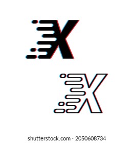Logo de la letra X con brillo abstracto vectorial del logo de diseño de pantalla antigua. Logotipo de diseño de plantilla  