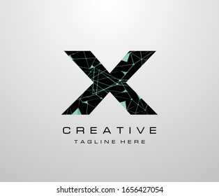 Buchstabe X Logo. Abstrakte Technologie X Buchstabendesign, bestehend aus dem Logo der verschiedenen Geometriekette