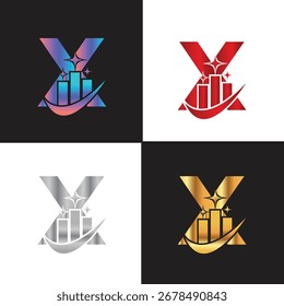 Logotipo de la letra X, logotipo de la X, sistema del logotipo de la IA, diseño moderno y mínimo, iconos y símbolos coloridos inspirados en la tecnología, convenientes para la inteligencia artificial, la innovación, la marca, las startups, y la identidad digital