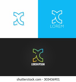 letter X logo alphabet design icon set background