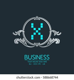 Letter X logo. Alphabet logotype vector design in circle.