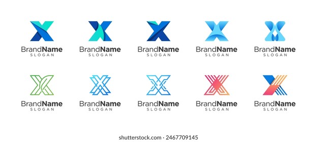 Letter X logo alphabet vector symbol. Set of abstract initial letters X monogram logo template, icon for business
