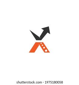 Letter X logo with arrow icon design vector template
