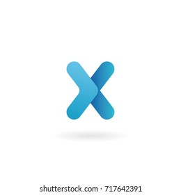 Letter X logo. Blue vector icon. Ribbon styled font
