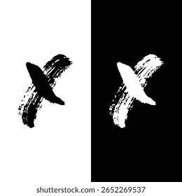 Letter x logo brush stroke with artistic Vector Image.