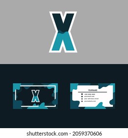 Letter X Logo with Business Card Wave Style Design