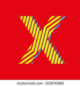 letter X, logo capital letter for advertising or editable editorial use, vector texture with lines