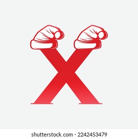 letter X logo with Christmas hat, Christmas festival creative logo logo
