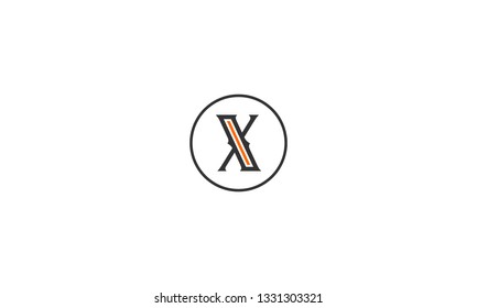 LETTER X LOGO WITH CIRCLE FRAME FOR LOGO DESIGN OR ILLUSTRATION USE