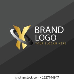 Letter X Logo with circle ring concept. Premium Vector letter Logo in two color variations. Beautiful Logotype design for luxury company branding. Elegant identity design in black and gold.