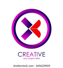Logotipo de letra X, símbolo de forma Círculo, Digital, Technology, Media
