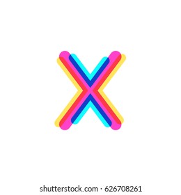 Letter X-Logo mit CMYK-Logo-Vorlage, Druckdienste, modern, digital, Technologielogotype