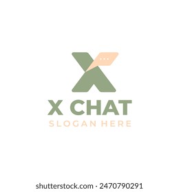 Letter X logo combination with chat icon, talk vector symbol