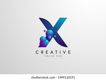 Letter X logo combined with gradient colored bubbles, logo Design Template