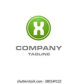 Letter x logo , creative green circle , Elegant calligraphic , Company logo design . vector illustration
