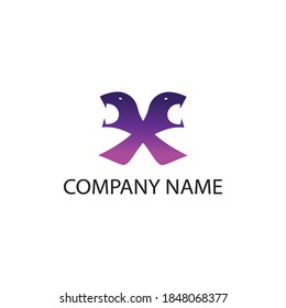 letter x logo, creative illustration of snake with color, vector design