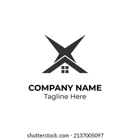 Letter X Logo Design with Architecture Element