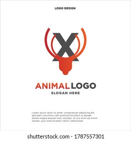 letter X logo. design a combination of letter a and deer antler illustration into a unique and simple logo X. with black, red, isolated white.brand for corporate and graphic design. modern template.