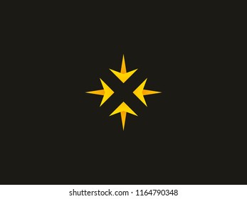 Letter X logo design concept negative space style. Abstract sign constructed from arrows. Modern vector element emblem