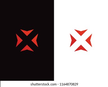 Letter X logo design concept negative space style. Abstract sign constructed from arrows. Modern vector element emblem